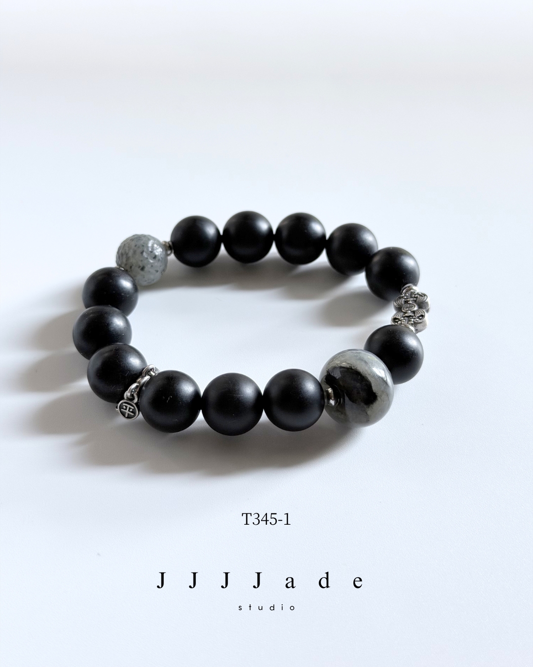 T345 一念 | 和田玉墨玉手串3