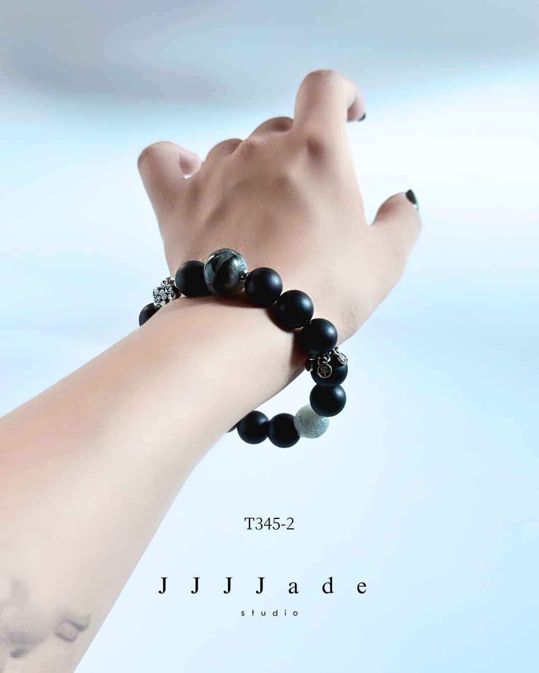 T345 一念 | 和田玉墨玉手串18