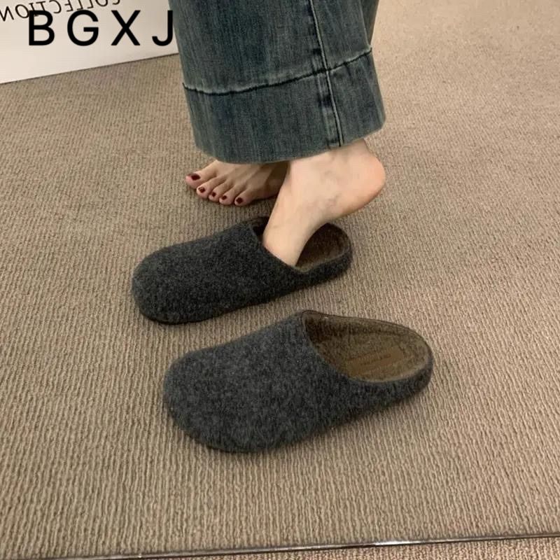 【寬腳友善】 秋冬復古勃肯外穿保暖款懶人鞋2