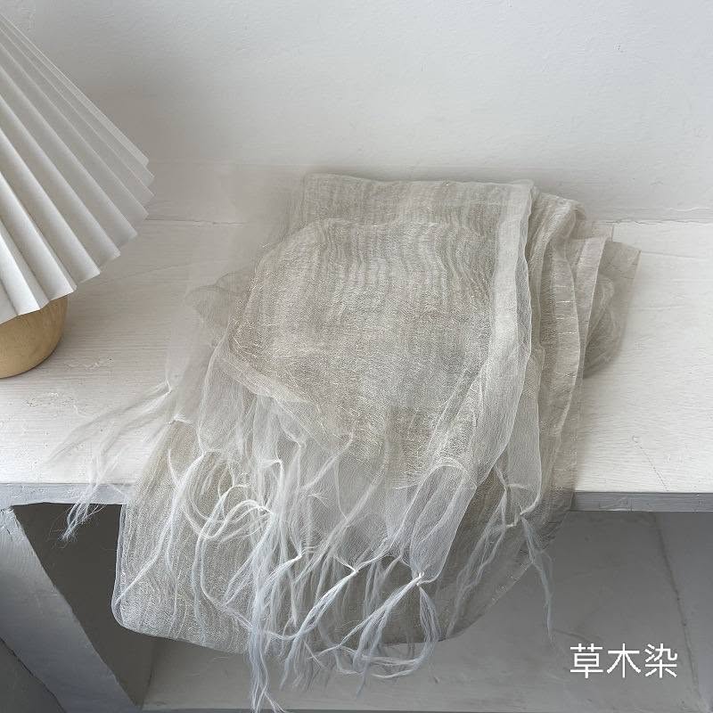 日系手工流蘇三層真絲披肩 晨霧水霧感薄紗圍巾8