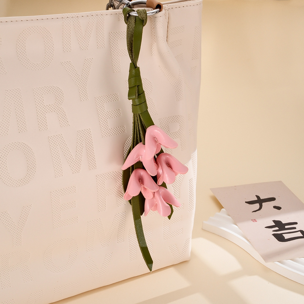 韓系小眾桂花花束 PU皮革包包掛件 精緻包飾・鑰匙掛飾6