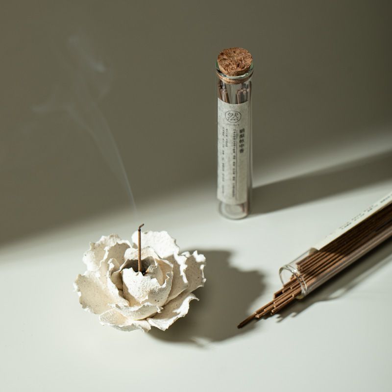 非遺手作粗陶牡丹香插底座 · 線香/香薰兩用家居擺件4