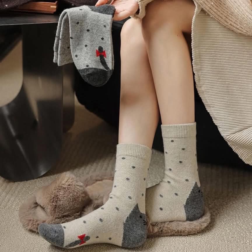 舒適棉質貓咪後腳跟造型襪組5