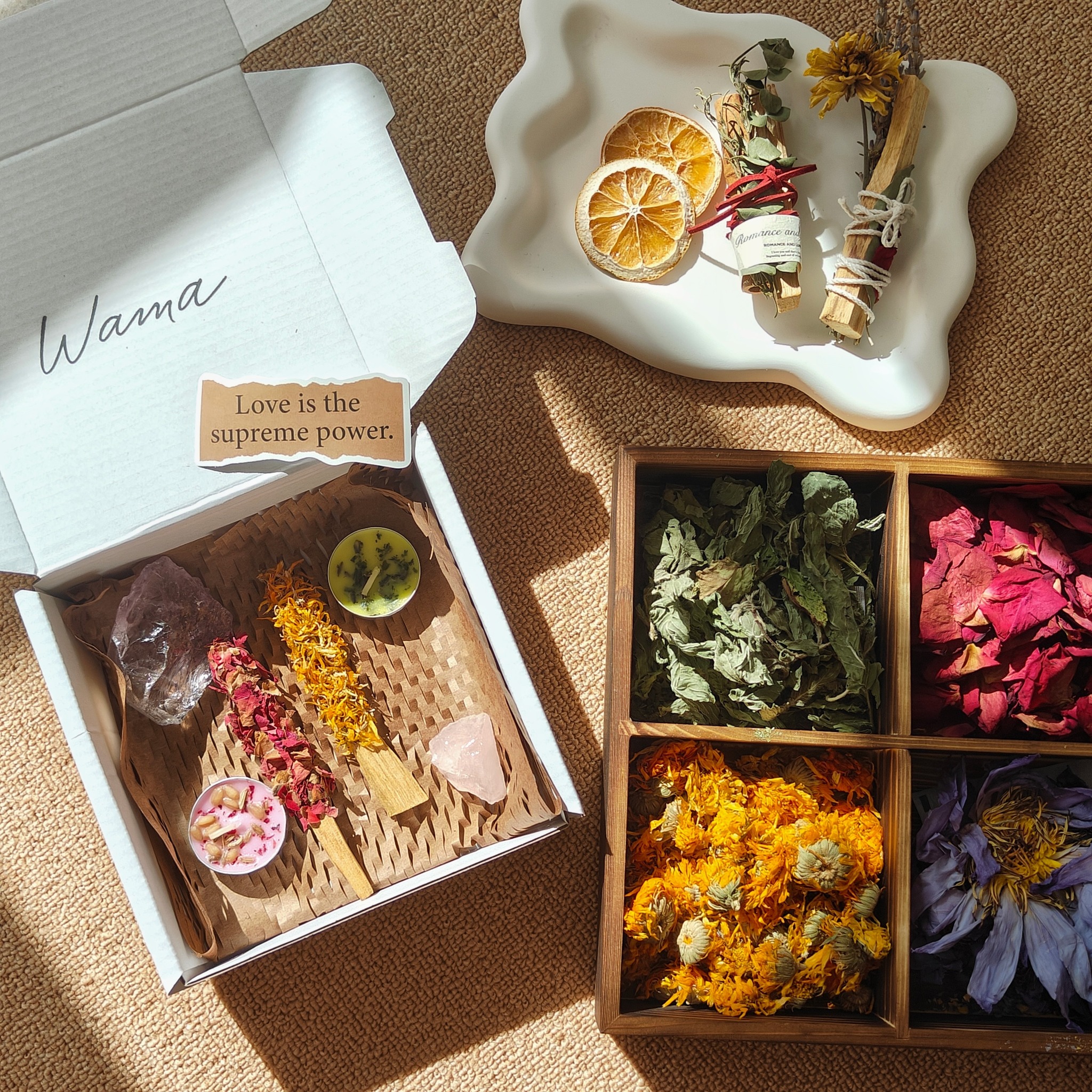 植物系手作聖木棒兩支組 療癒補光禮盒｜金盞花X玫瑰