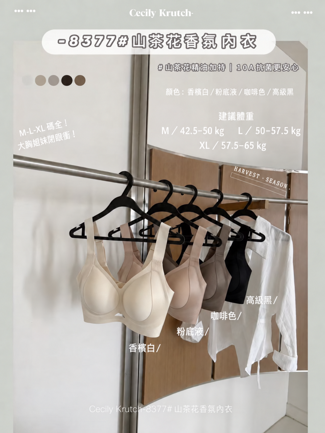 Cecily Krutch 山茶花香氛無鋼圈內衣大胸顯小穩定包覆無痕舒適 Bra1