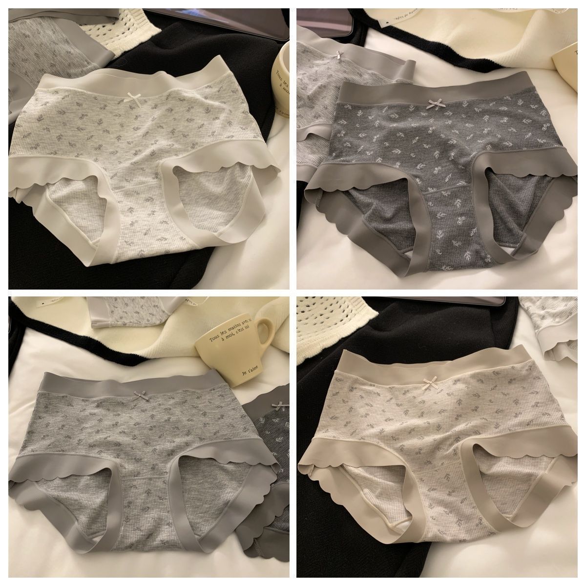 純棉底襠舒適碎花中腰三角褲4件組8