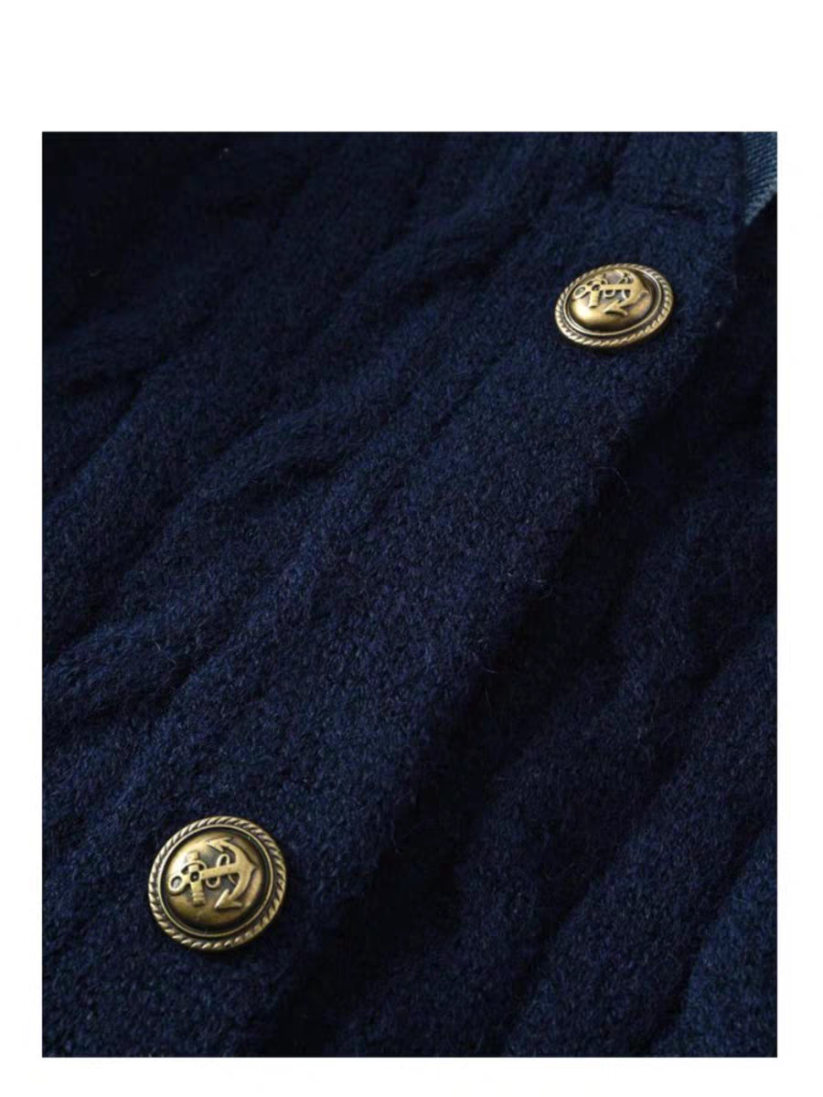 歐貨牛仔拼接針織衫 假兩件設計・秋冬高級氣質開襟上衣6