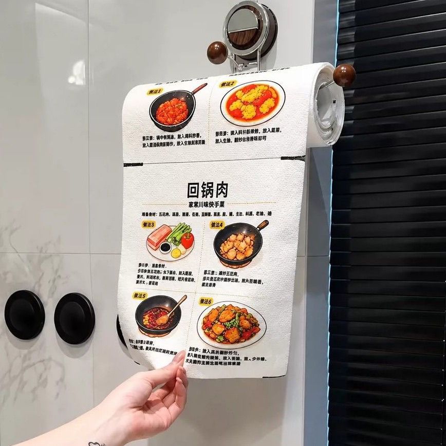 細纖維周拋食譜抹布 廚房懶人洗碗布 可撕式易清洗 一卷20張20道菜2