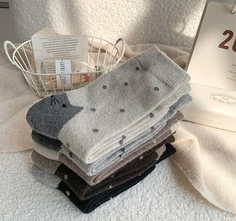 舒適棉質貓咪後腳跟造型襪組4