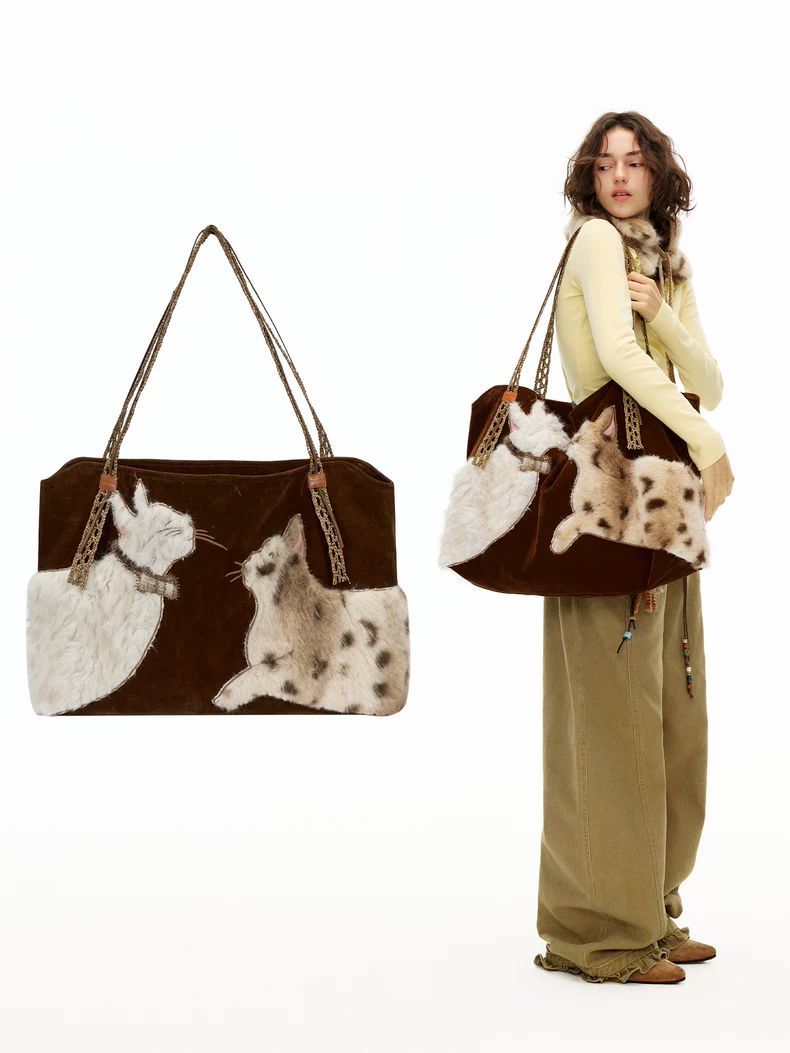 冬日夢境系環保皮草大容量托特包