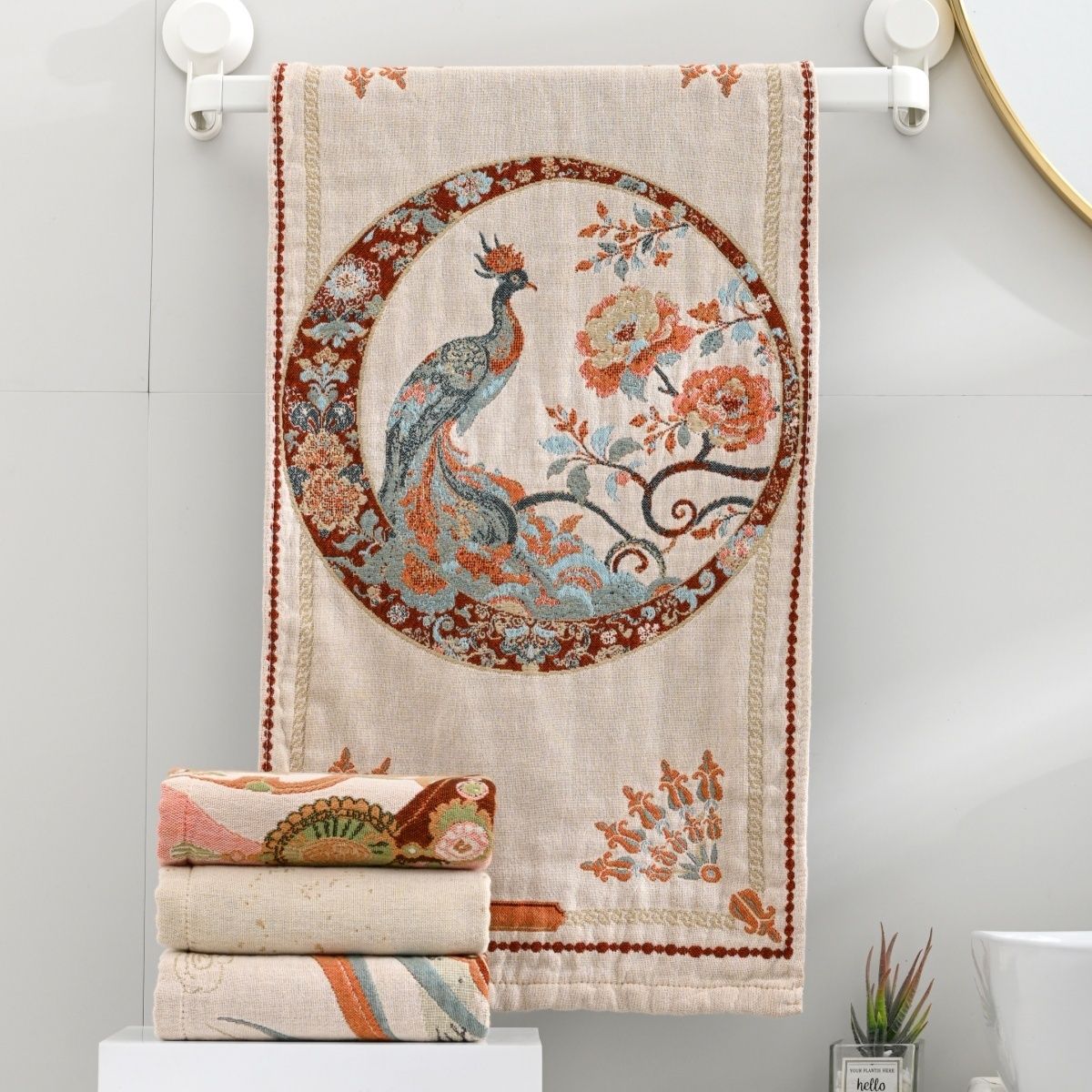 輕奢國風·純棉民族風提花工藝 毛巾三入組4