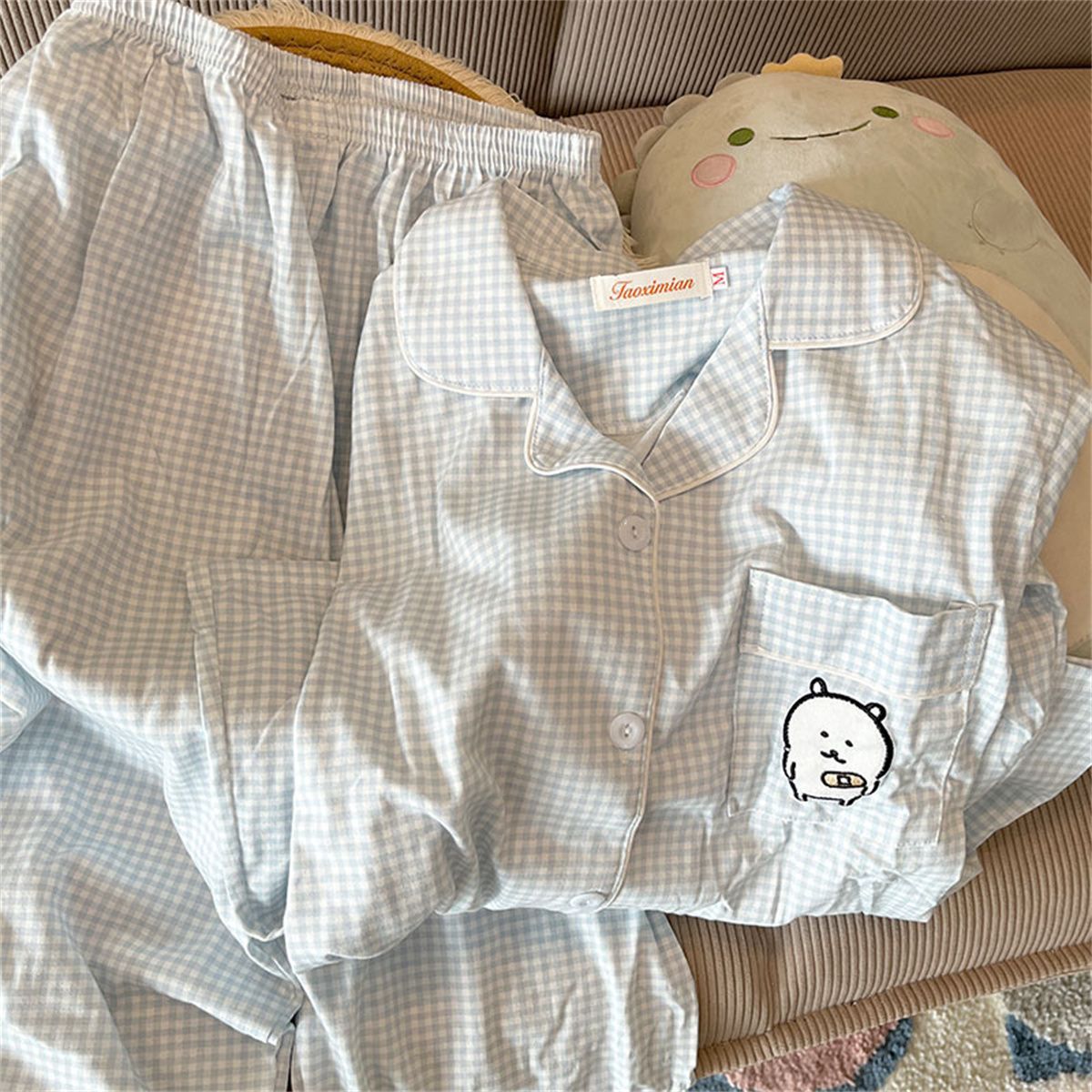 日系可愛格紋熊仔睡衣套裝