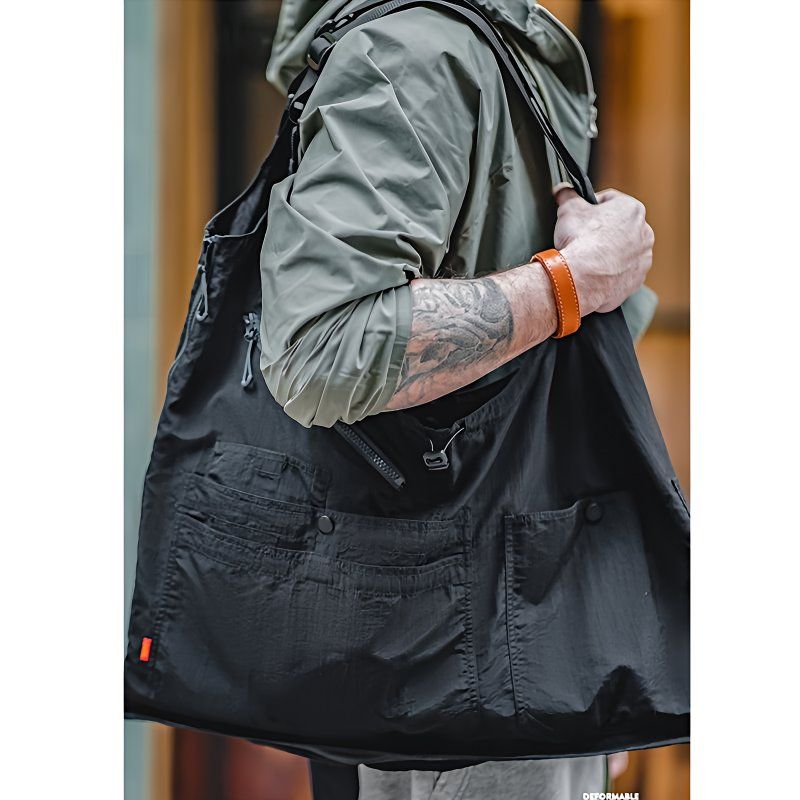 背心秒變大容量包 可折疊手提收納 日系戶外機能工裝馬甲背心4