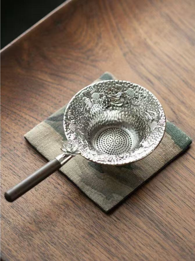 花鳥意境玻璃公道杯 手工刻花 · 典雅木柄 · 獨家附贈精緻茶漏4