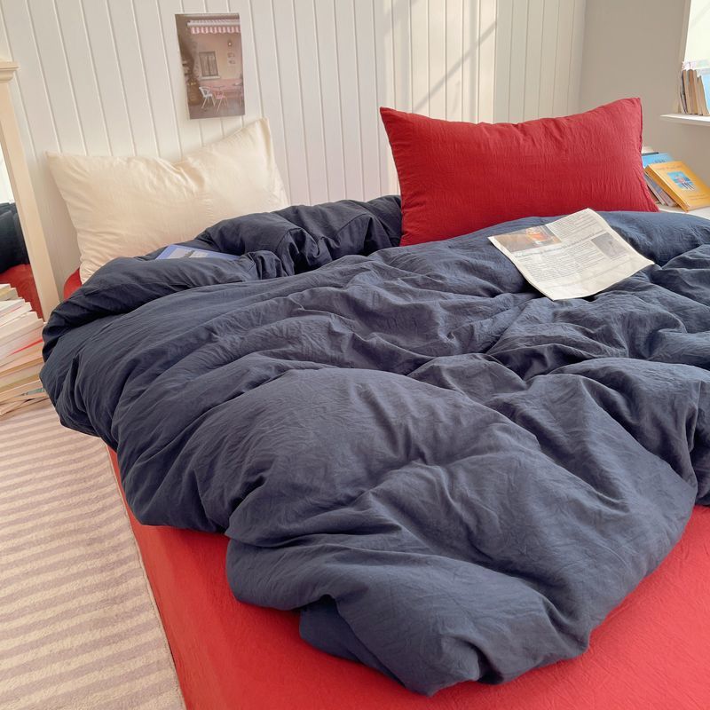 INS 風多巴胺紅色系 越躺越上癮水洗棉床包組4件套2