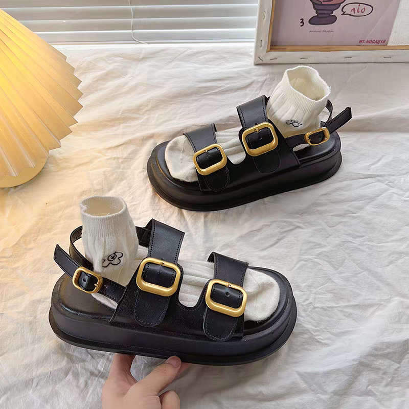 2026夏季新款 百搭增高金屬扣厚底涼鞋2