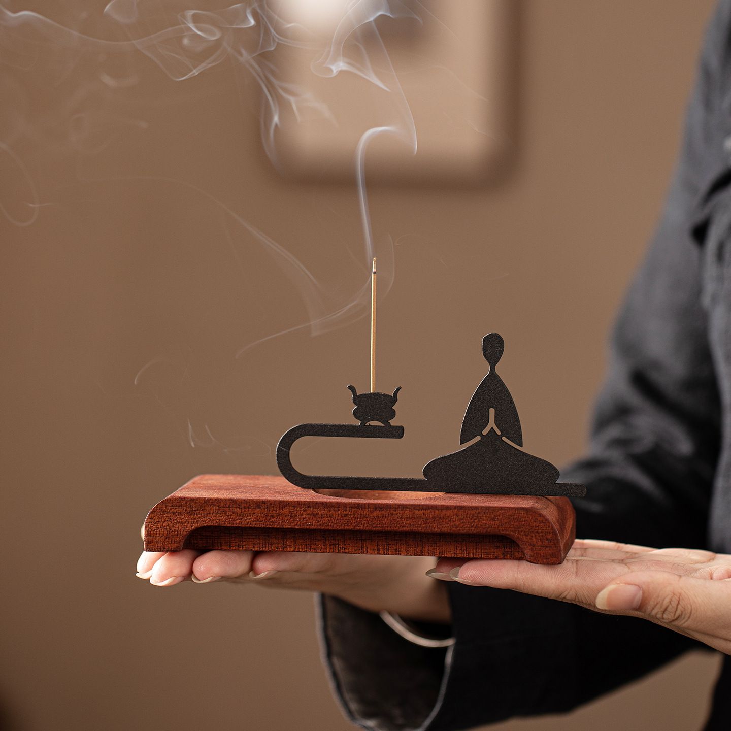 中式禪意悟道小僧線香座 靜心冥想香插擺