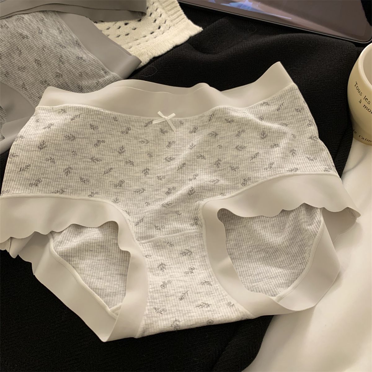 純棉底襠舒適碎花中腰三角褲4件組7