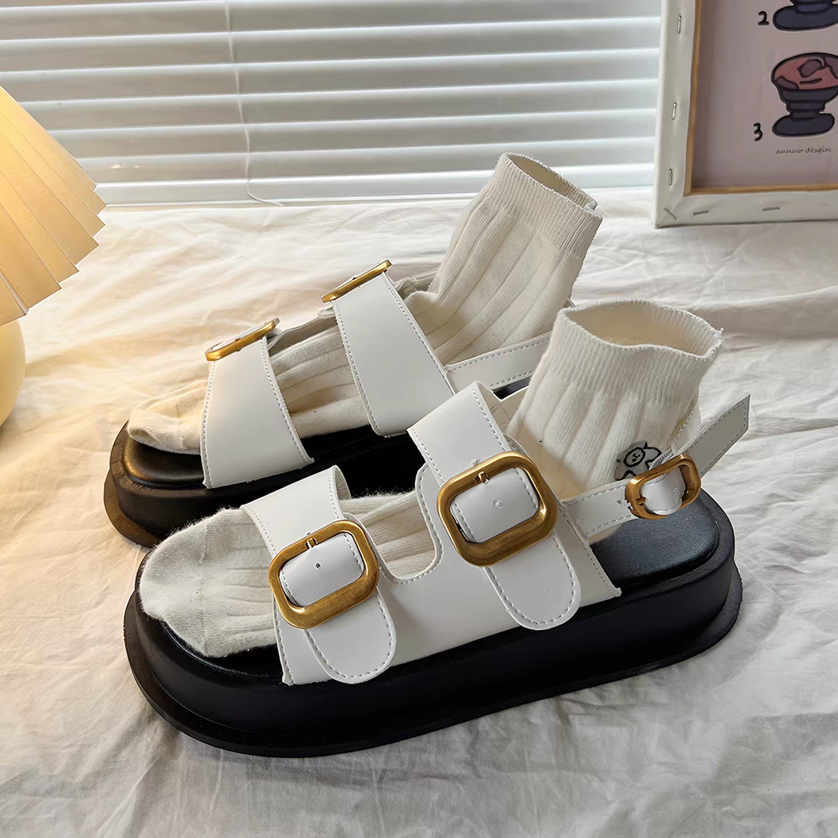 2026夏季新款 百搭增高金屬扣厚底涼鞋4