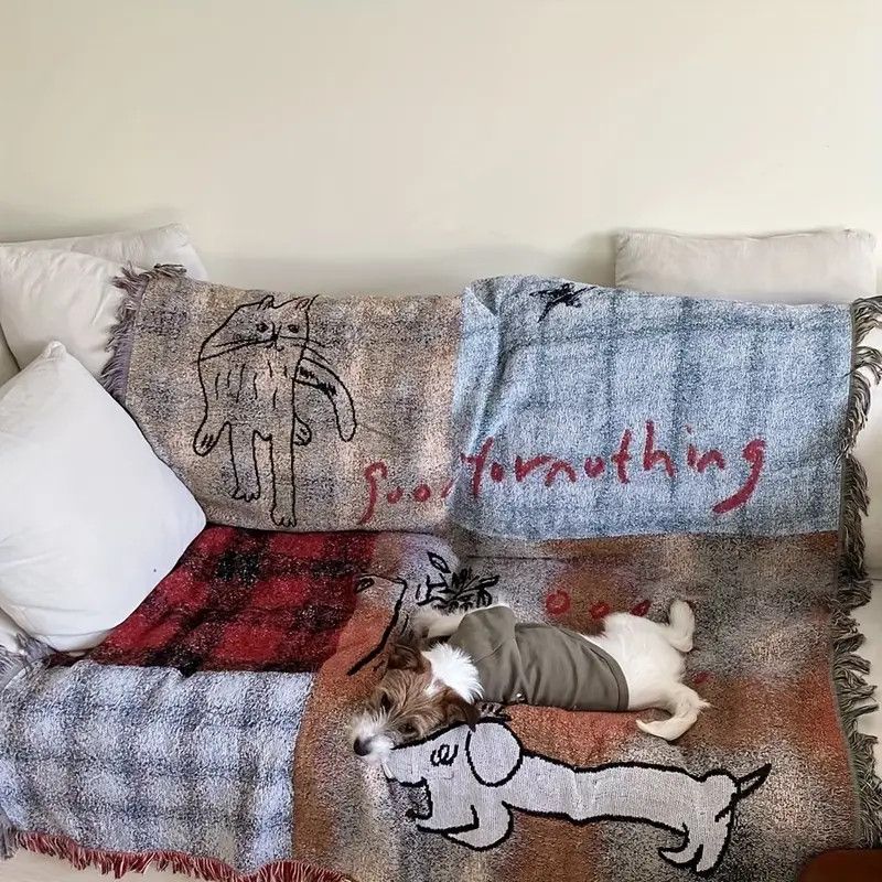 田園風可愛卡通針織毯2