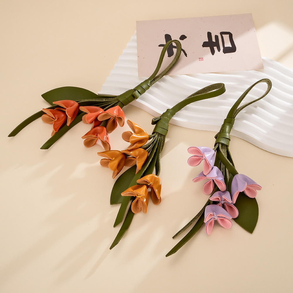 韓系小眾桂花花束 PU皮革包包掛件 精緻包飾・鑰匙掛飾3