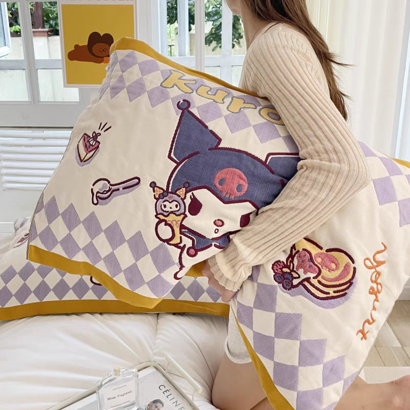 可愛卡通8層紗布全棉枕巾一對