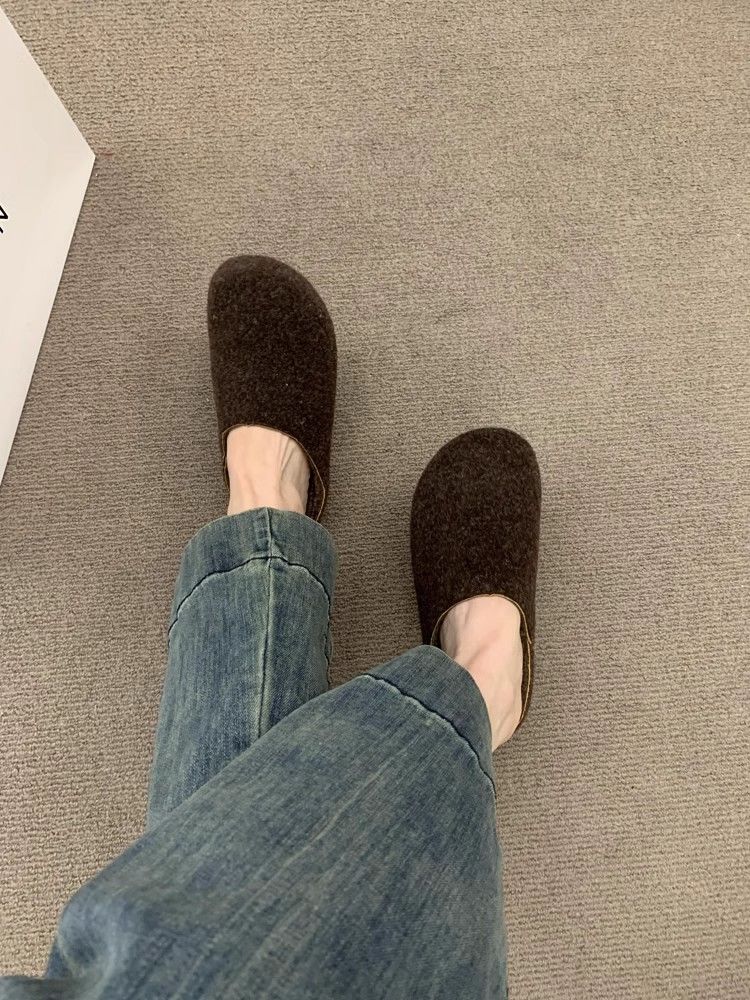 【寬腳友善】 秋冬復古勃肯外穿保暖款懶人鞋5