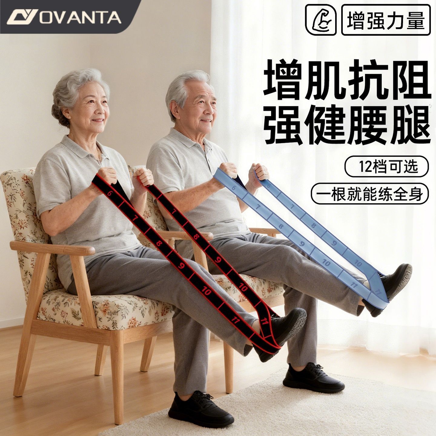 長輩腿部訓練彈力帶 12段抗阻力居家健身帶1