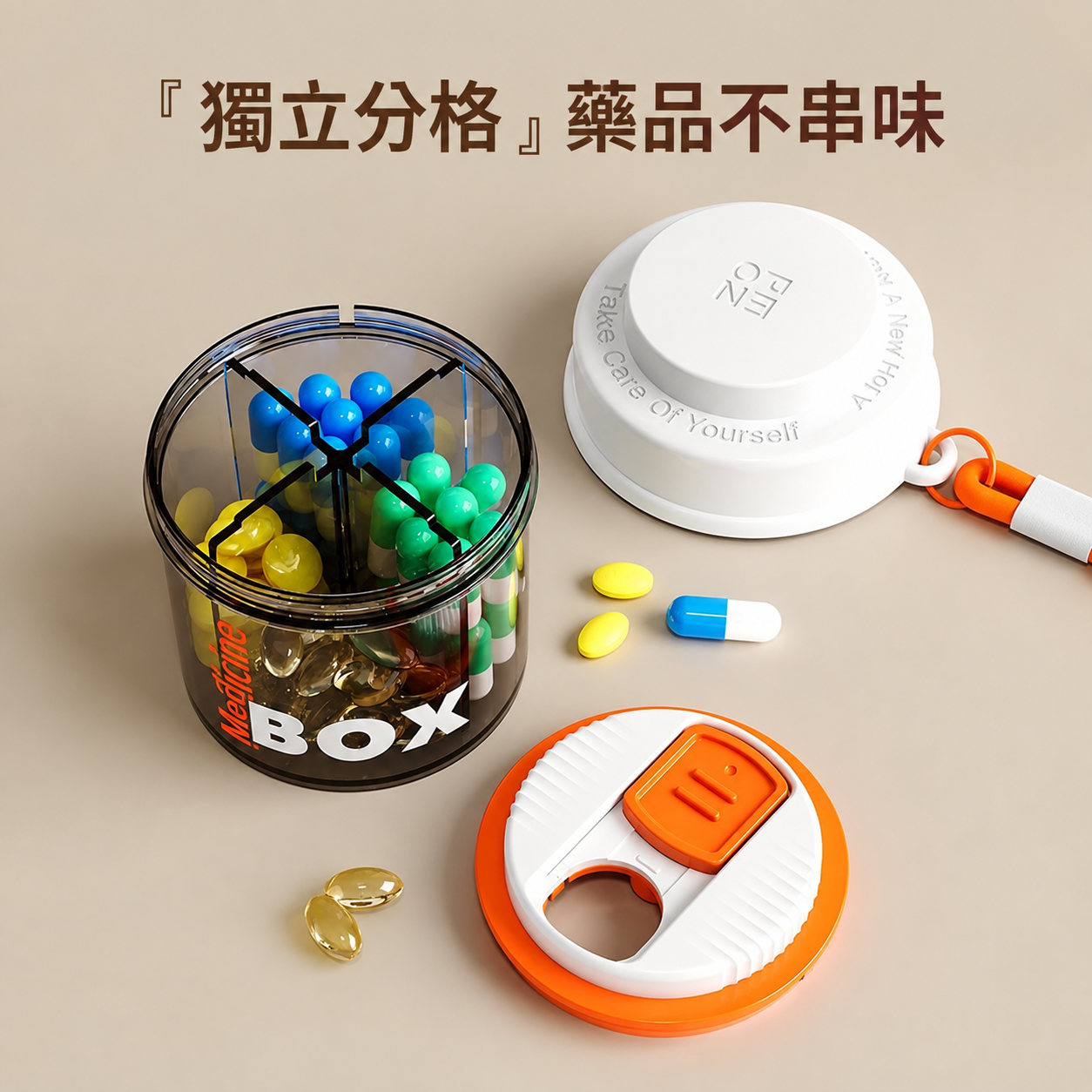 小咖啡杯造型隨身分裝藥盒2入組 多格分類+提繩設計 外出攜帶超方便3