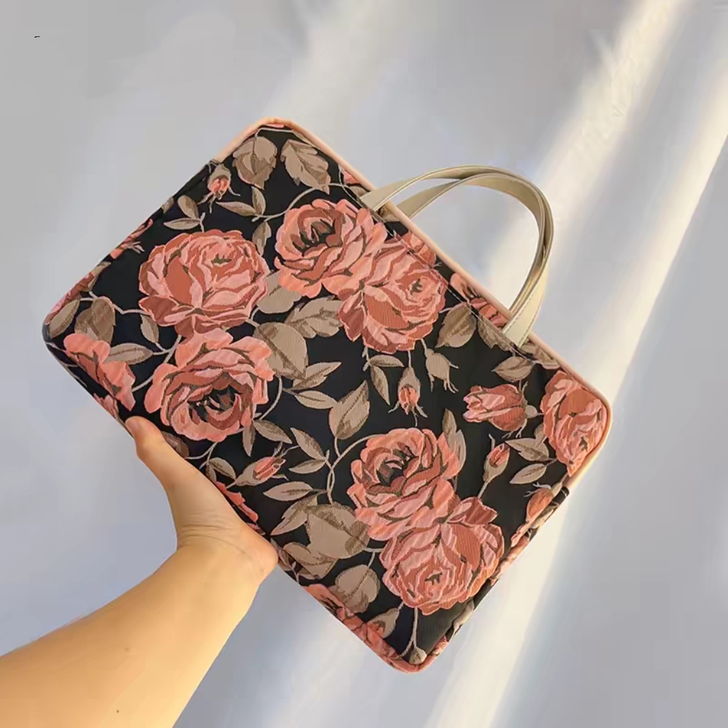 優雅牡丹 刺繡多功能旅行電腦包1
