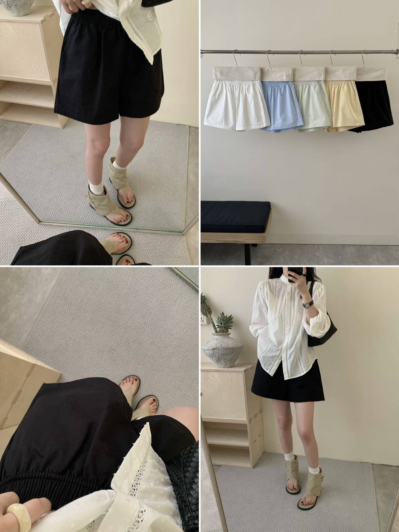 egg多色系鬆弛感純棉闊腿短褲7