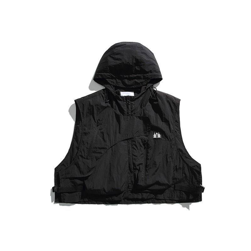 山系機能連帽短款背心 日系戶外多口袋坎肩・男女同款情侶背心4