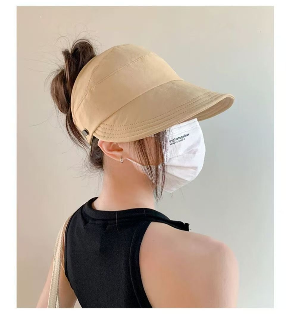 夏日空頂馬尾防曬帽 防紫外線 可折疊速乾帽3
