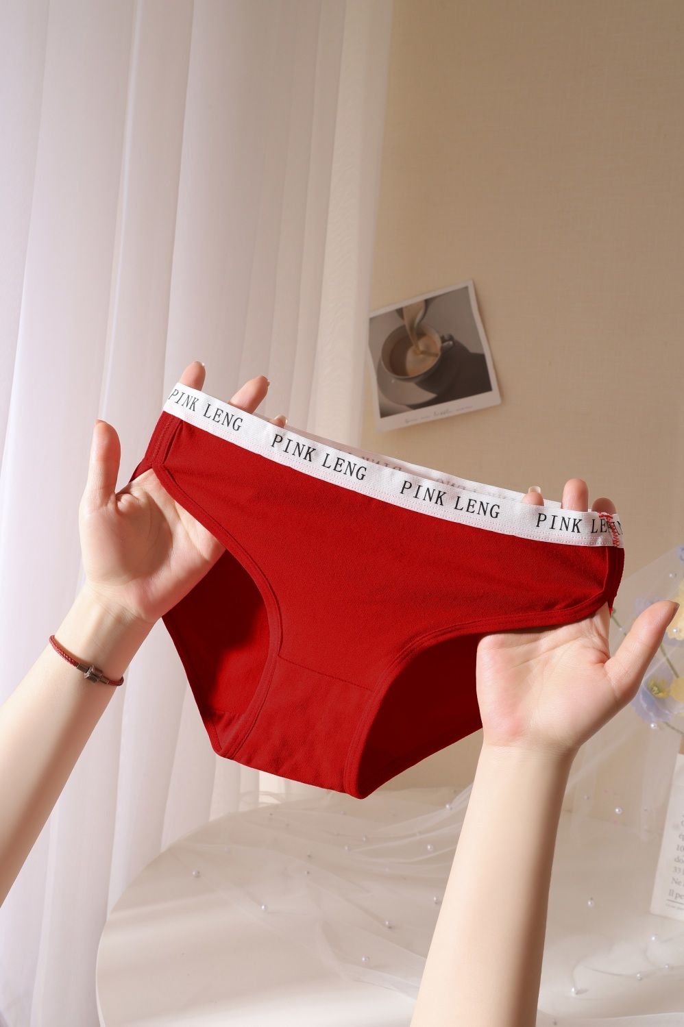 新年 本命年必備 全棉親膚低腰紅色內褲四件組5