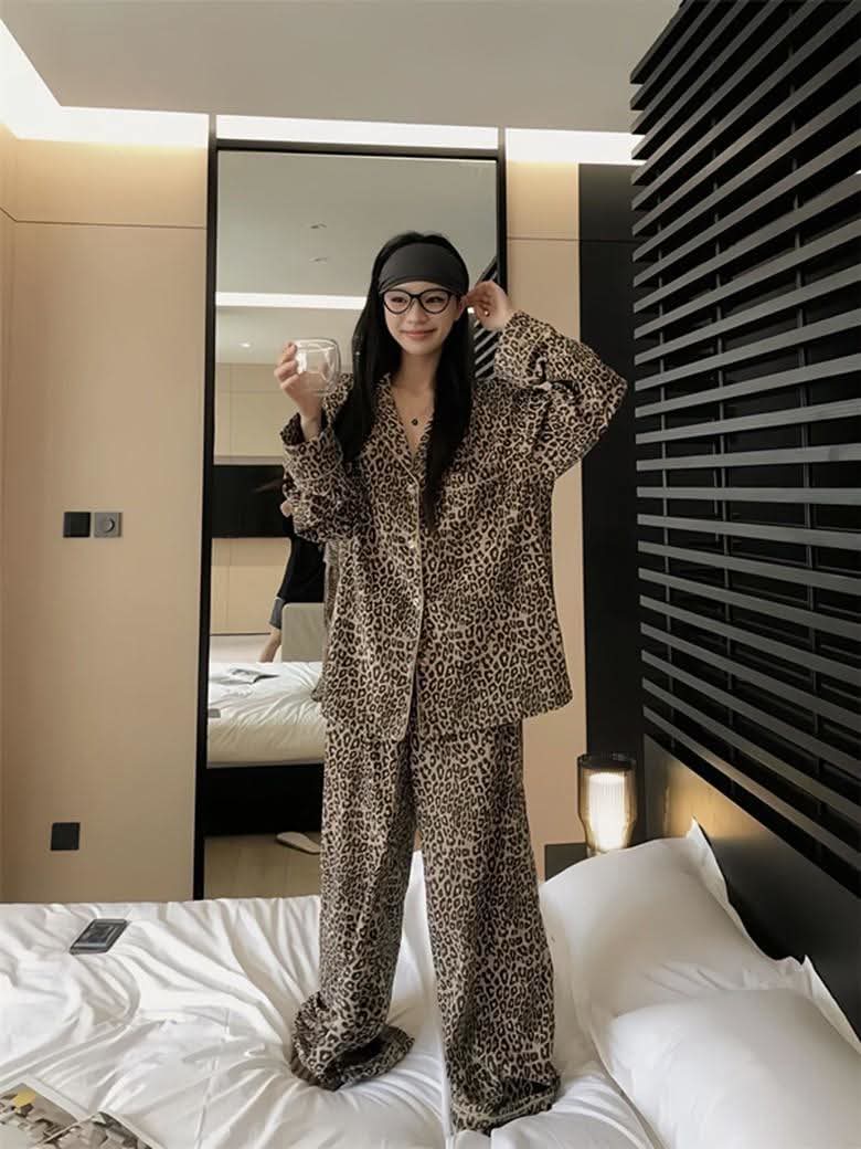 冬款加厚豹紋德絨居家套裝8