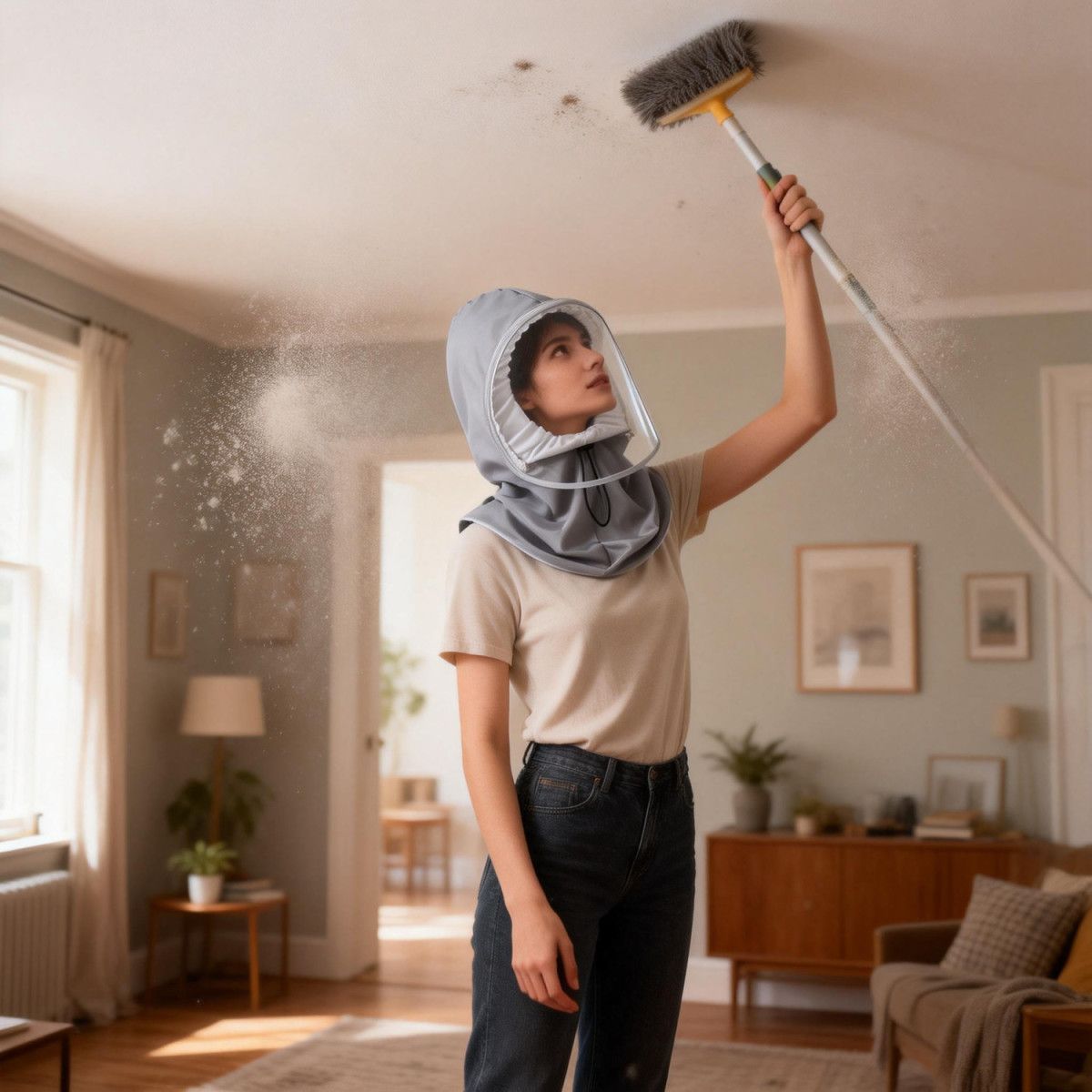 炒菜防油濺防油煙面罩 打掃清潔防灰塵面罩6