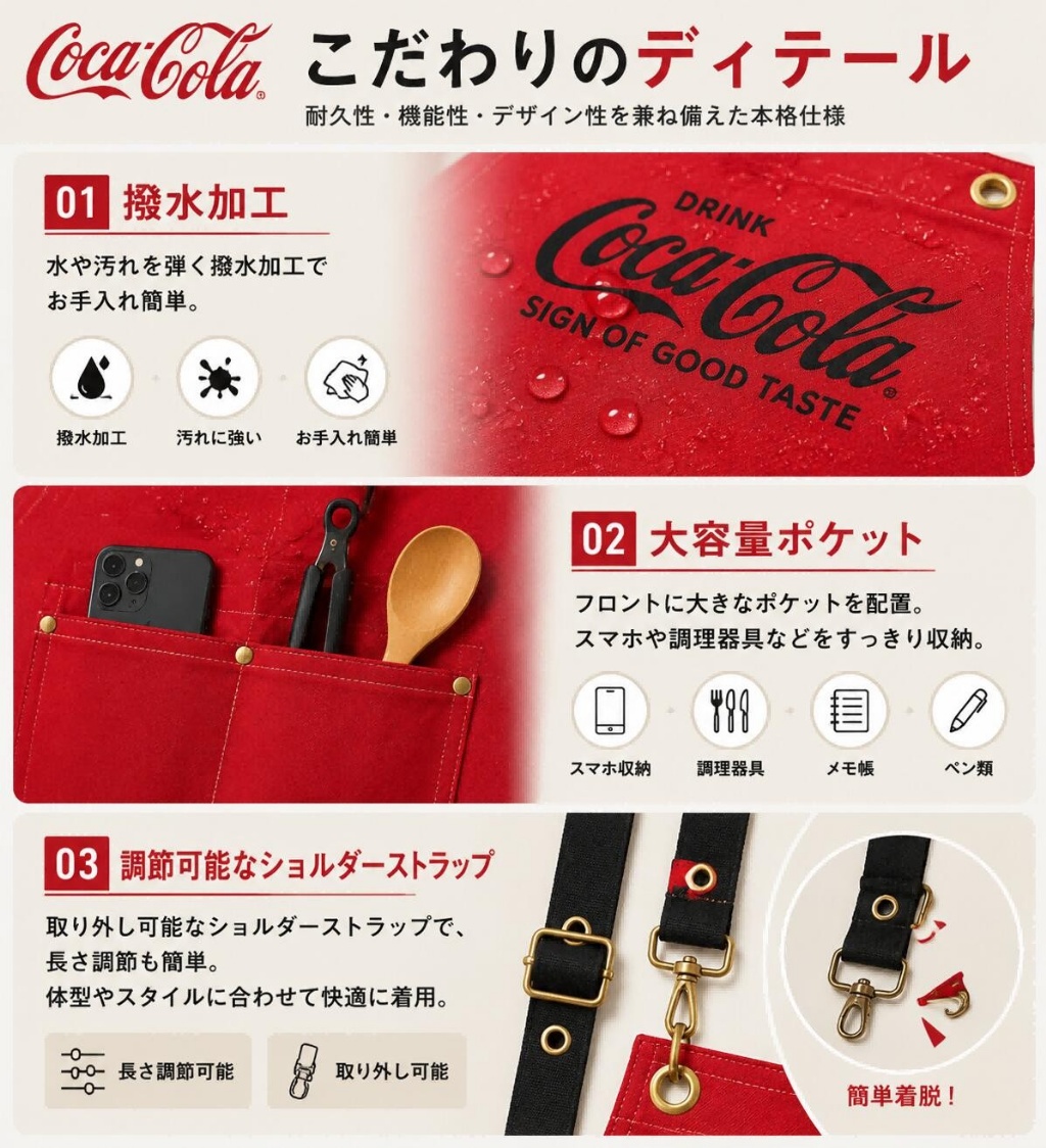 【Coca-Cola 正版】防潑水厚手帆布圍裙(兩色可選)4