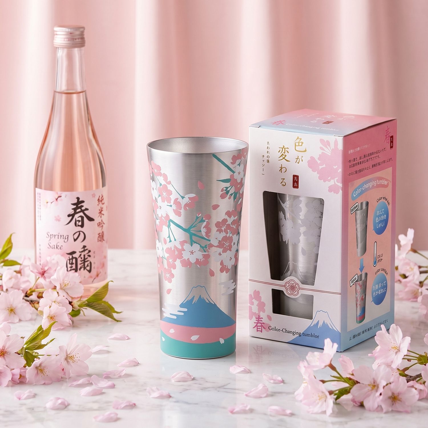 富士山櫻花冷感變色杯 360ml5