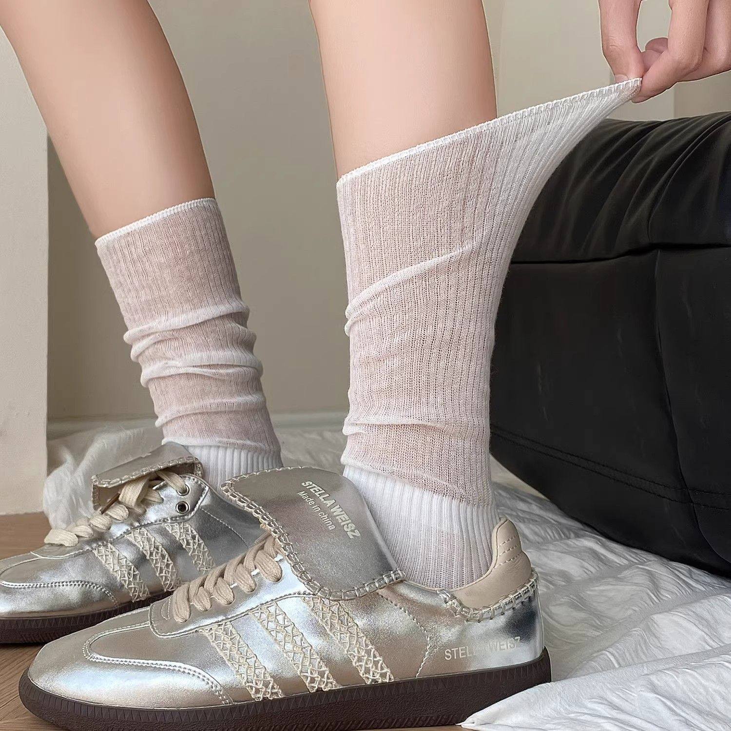 溫柔感芭蕾風微透堆堆襪5雙組6