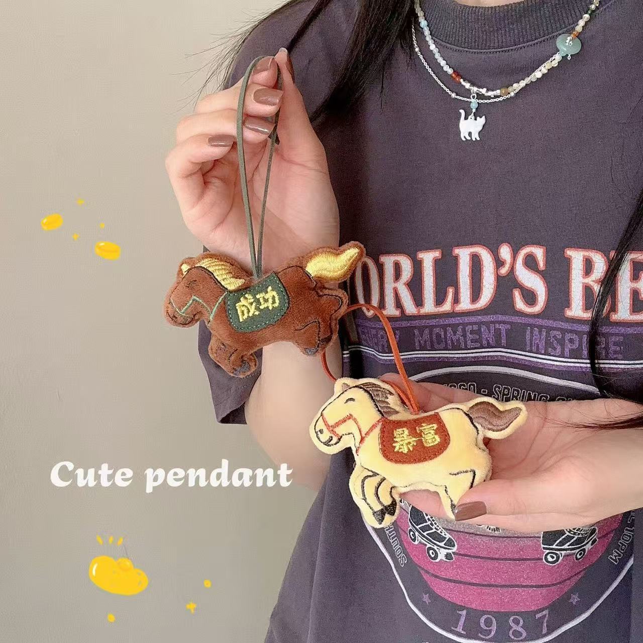 2026馬年開運小馬掛件 5入祝福款可愛毛絨吊飾3