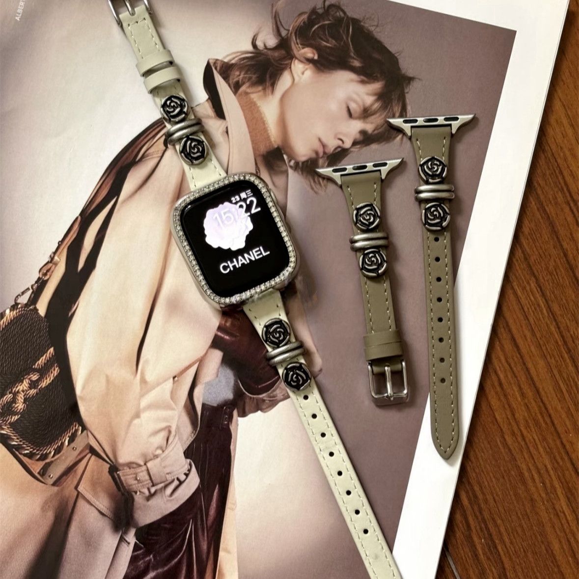 復古金屬山茶花蘋果錶帶  小蛮腰設計百搭氣質款