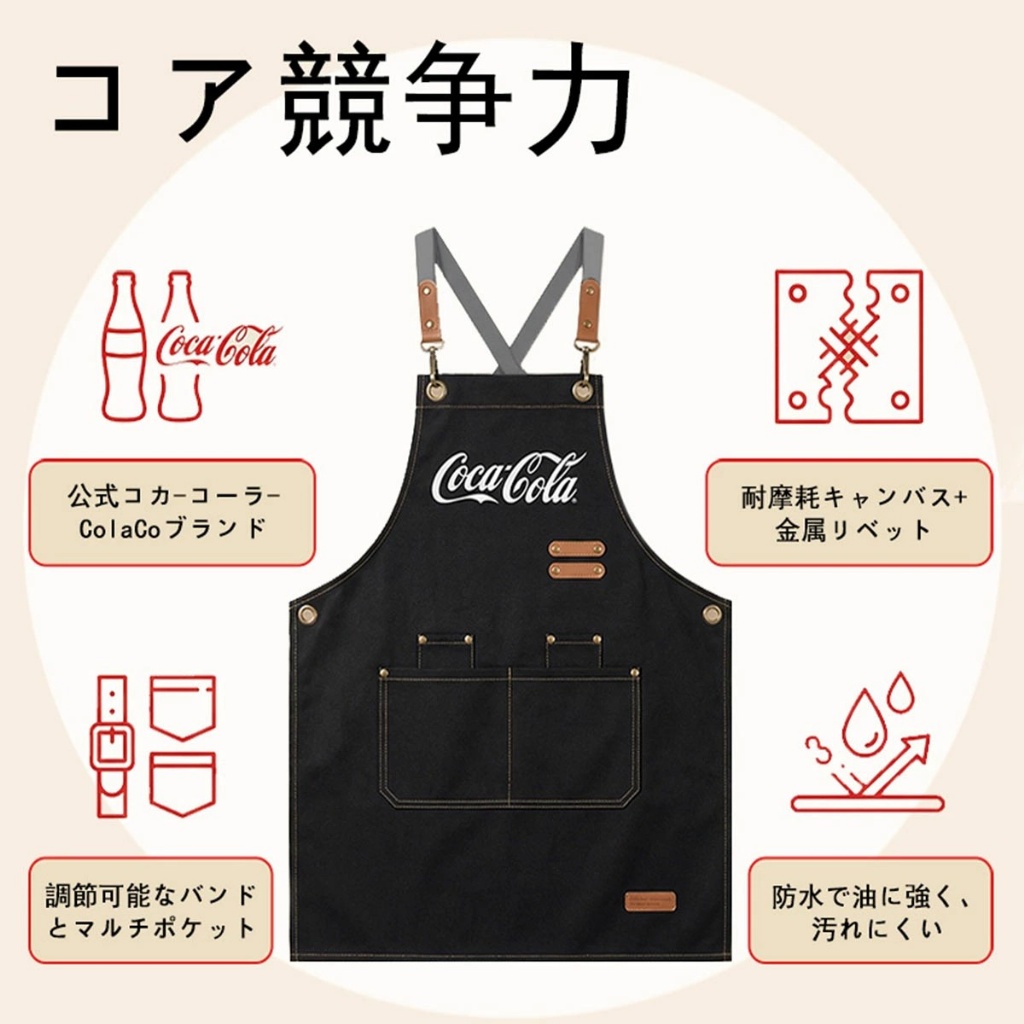 【Coca-Cola 正版】防潑水厚手帆布圍裙(兩色可選)3