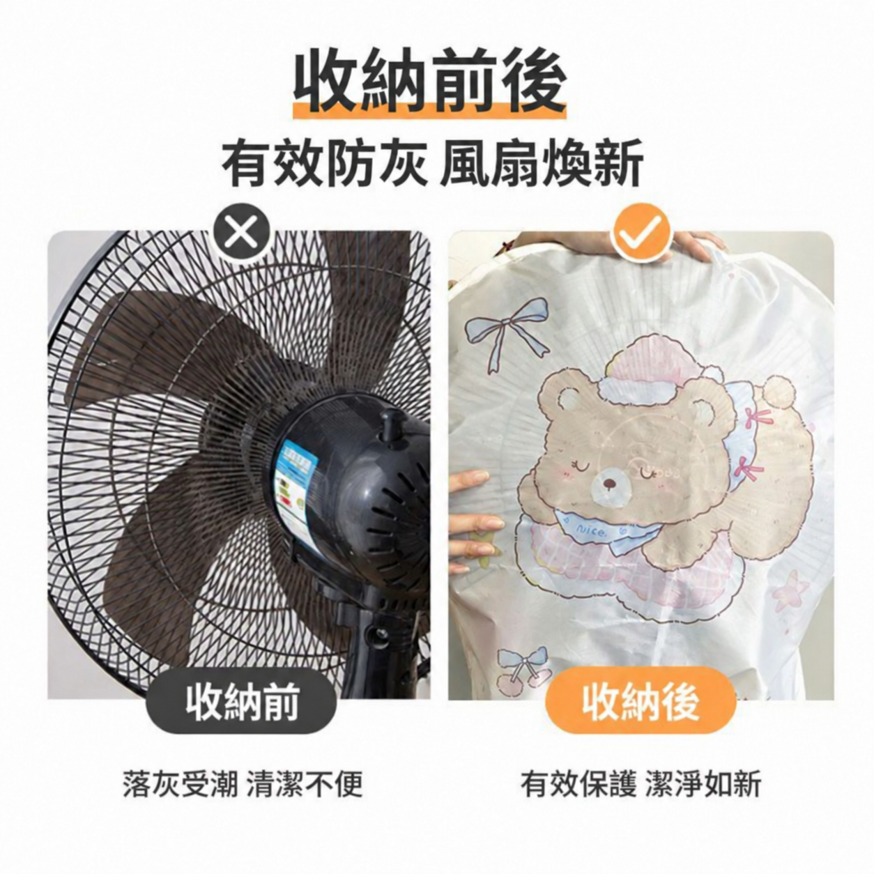 米色系高彈力落地風扇防塵罩3