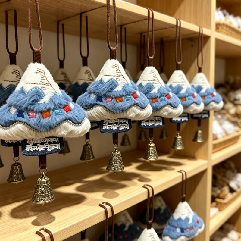 岡仁波齊雪山毛絨吊飾 日照金山・心經鈴鐺・旅行紀念掛件5