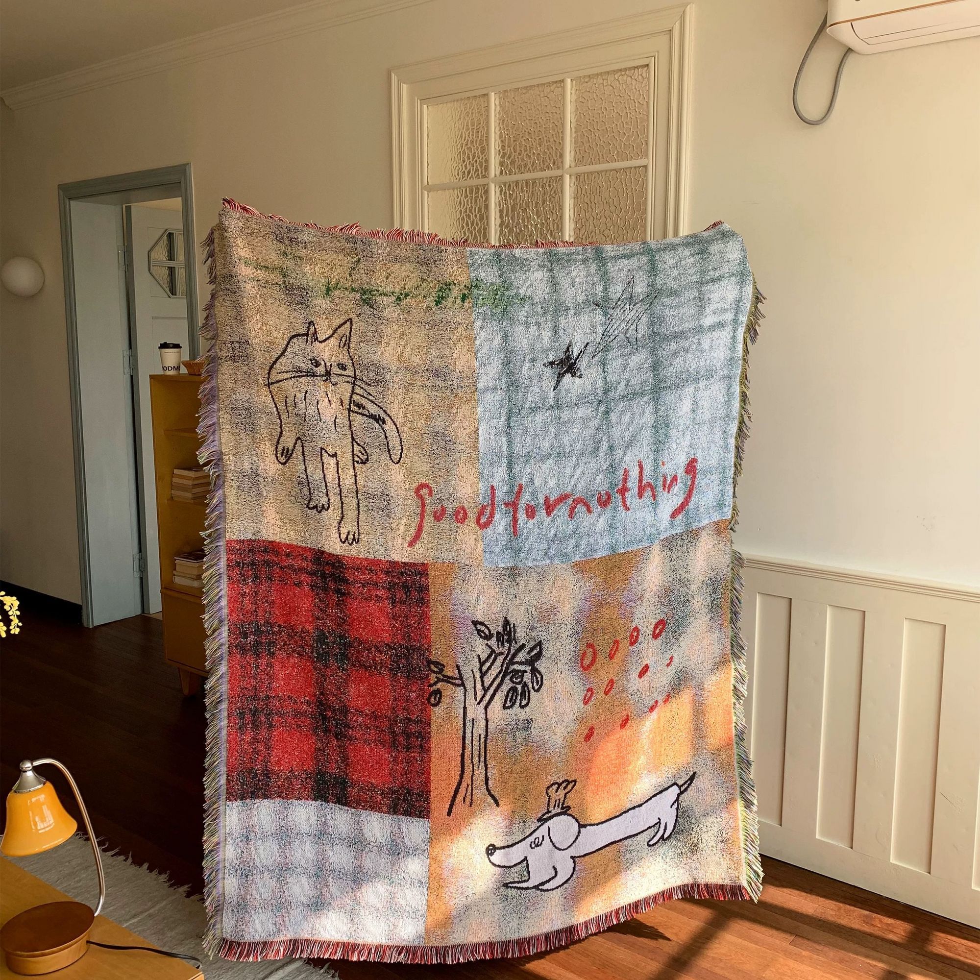 田園風可愛卡通針織毯