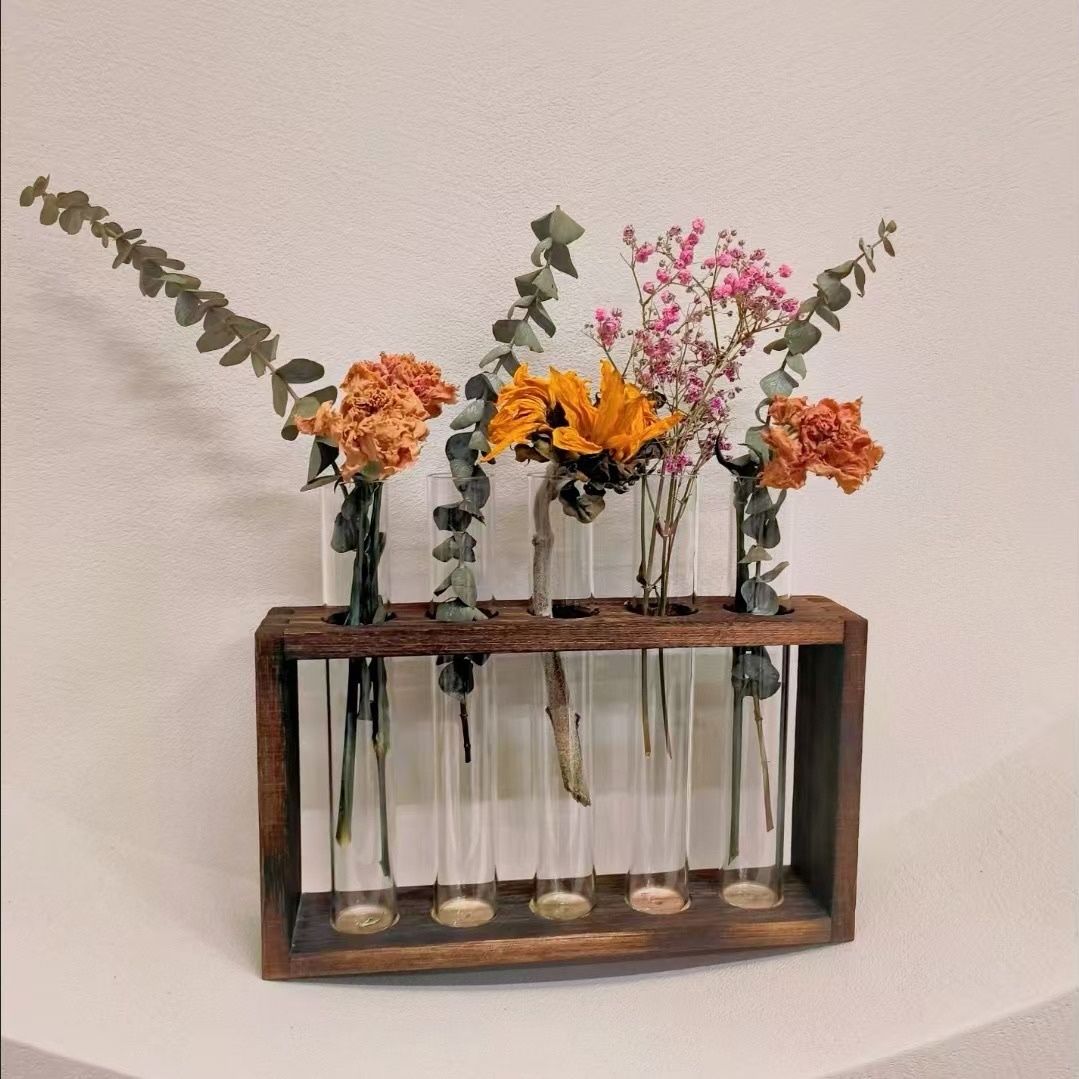 INS風高顏值木質試管花瓶擺件