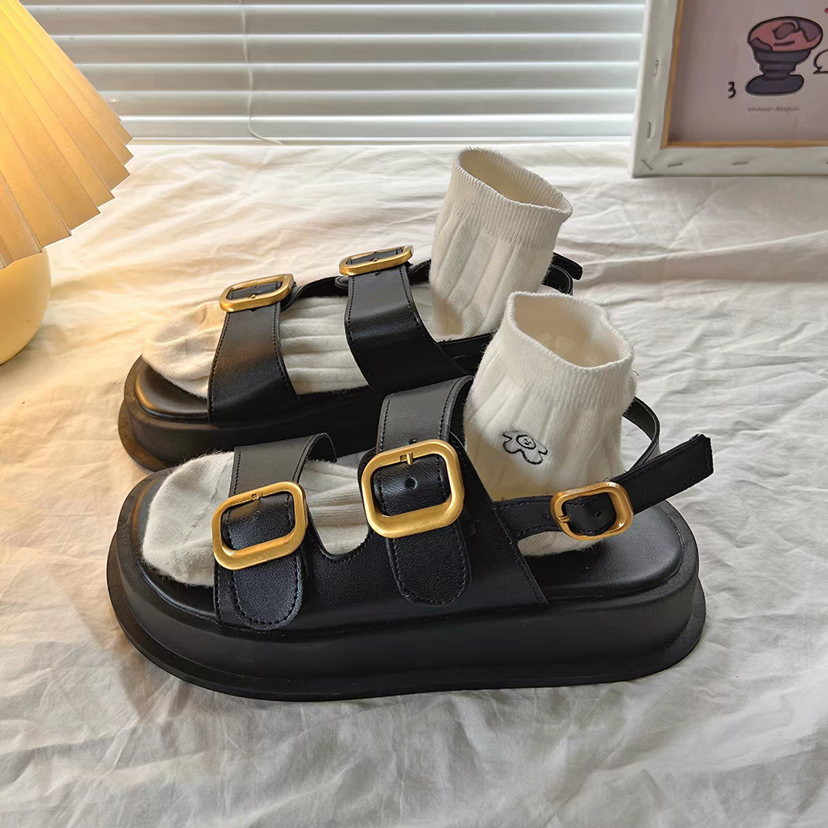 2026夏季新款 百搭增高金屬扣厚底涼鞋3