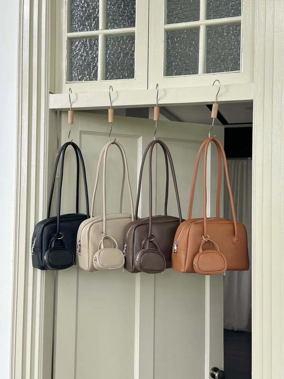 日系小眾．復古波士頓手提包 附迷你可愛小包   通勤休閒百搭款