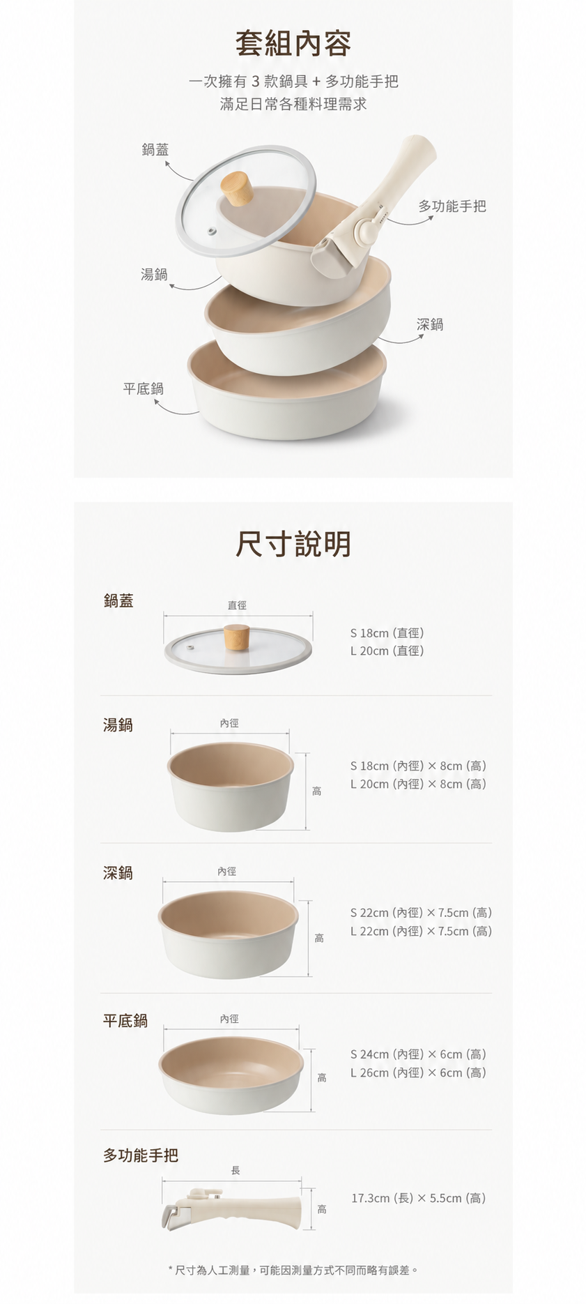 韓國Arisu可拆卸IH陶瓷99.9%抗菌不沾鍋具5件組-L號4