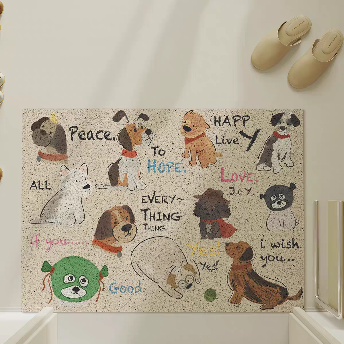 可愛狗狗圖案玄關地墊 療癒萌犬迎賓腳墊 可水洗耐髒防滑款